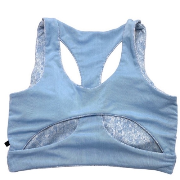GYMSHARK Malibu Blue Marl Fleur Sports Bra in light Space Blue Size S - Picture 7 of 10